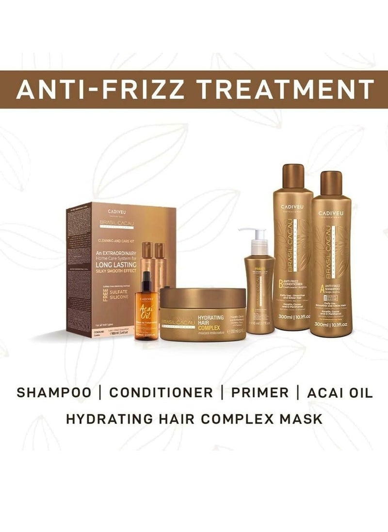 Cadiveu - Cadiveu Brasil Cacau Anti Frizz Shampoo & Conditioner Set | Professional Keratin Treatment | Daily Use for Smooth & Silky Hair | Enriched with Keratin, Cocoa & Panthenol | 2 x 300ml (10.1 fl. oz.) - Image 1