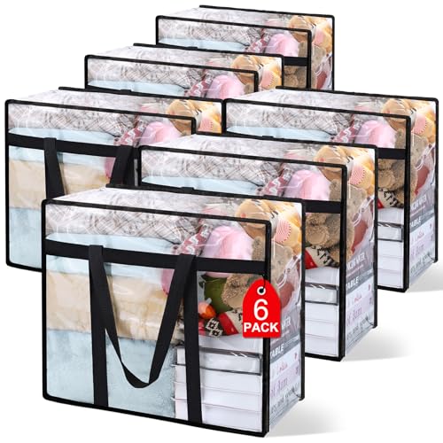 Besslly 6Pack Clear Blanket Storage Bags, Vinyl Comforter Clothes Storage Closet Organizers and Storage Containers Moving Bags with Reinforced Handle for Bedding, Clothing, Comforters, Pillows, Toys,40L - Image 1