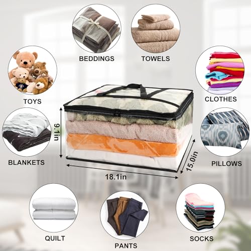 Besslly 6Pack Clear Blanket Storage Bags, Vinyl Comforter Clothes Storage Closet Organizers and Storage Containers Moving Bags with Reinforced Handle for Bedding, Clothing, Comforters, Pillows, Toys,40L - Image 2