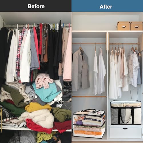 Besslly 6Pack Clear Blanket Storage Bags, Vinyl Comforter Clothes Storage Closet Organizers and Storage Containers Moving Bags with Reinforced Handle for Bedding, Clothing, Comforters, Pillows, Toys,40L - Image 3