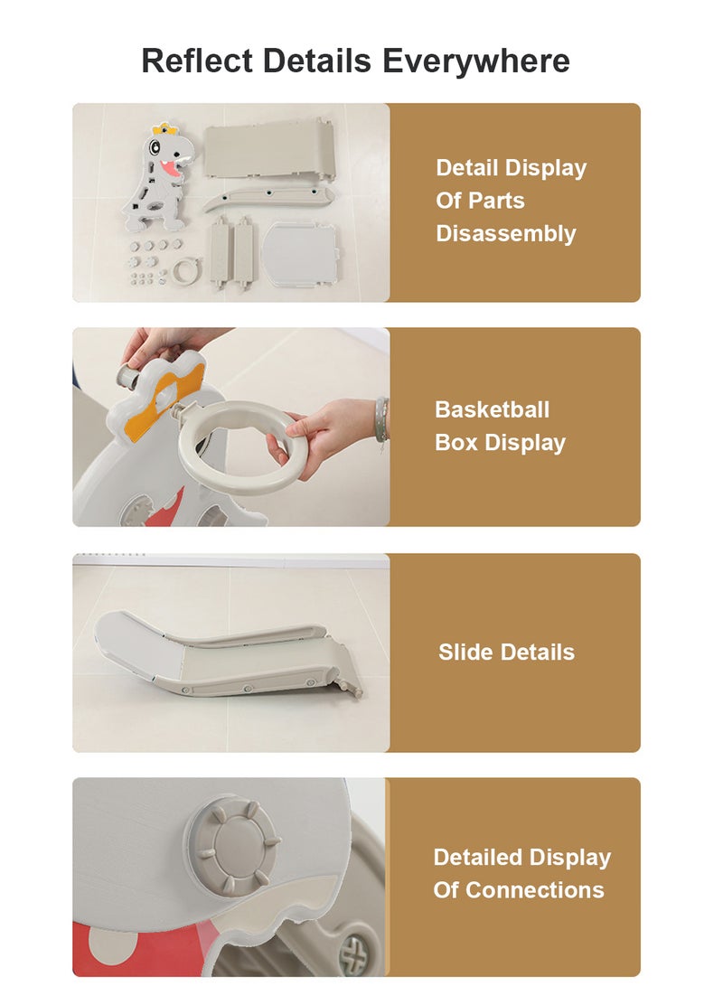 MaBaby Children's Freestanding Slide Indoor Household Small Kids Slide for Toddlers Folding Indoor Freestanding Slide Easy Assemble Children Climber Playset Toy Climber Freestanding Toddler Slide Basketball - Image 5