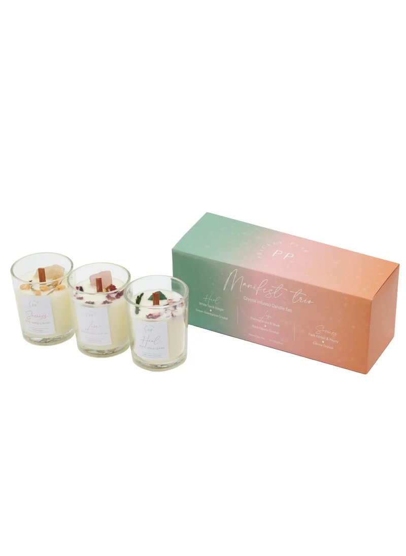 Prickly Pear Manifest Crystal Candle Trio