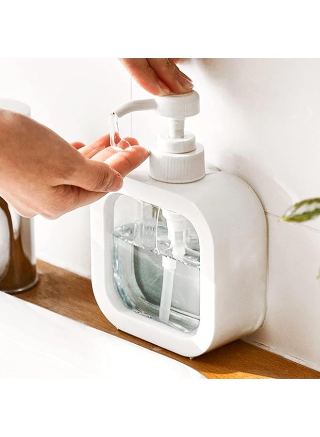 Stylish white hand soap dispenser with a large capacity and practical design, perfect for use in bathrooms or kitchens. This versatile bottle can be filled with hand soap, shampoo, body wash, or laundry detergent. Made from durable, easy-to-clean materials, it’s the ideal solution for keeping your hygiene essentials organized and modern throughout your home.  - Image 1