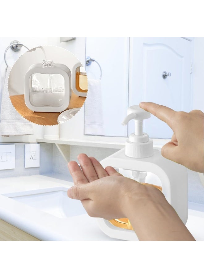 Stylish white hand soap dispenser with a large capacity and practical design, perfect for use in bathrooms or kitchens. This versatile bottle can be filled with hand soap, shampoo, body wash, or laundry detergent. Made from durable, easy-to-clean materials, it’s the ideal solution for keeping your hygiene essentials organized and modern throughout your home.  - Image 3