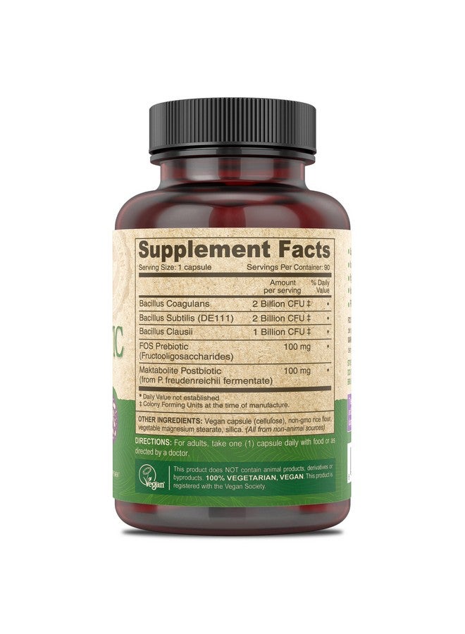 DEVA Vegan Probiotic Supplement - Pre, Pro, and Postbiotics for Digestive Health, 5 Billion CFU, Soil-Based, Spore-Forming, Dairy Free, FOS Prebiotics, for Women and Men, Vegan Capsules, 90 Count - Image 2