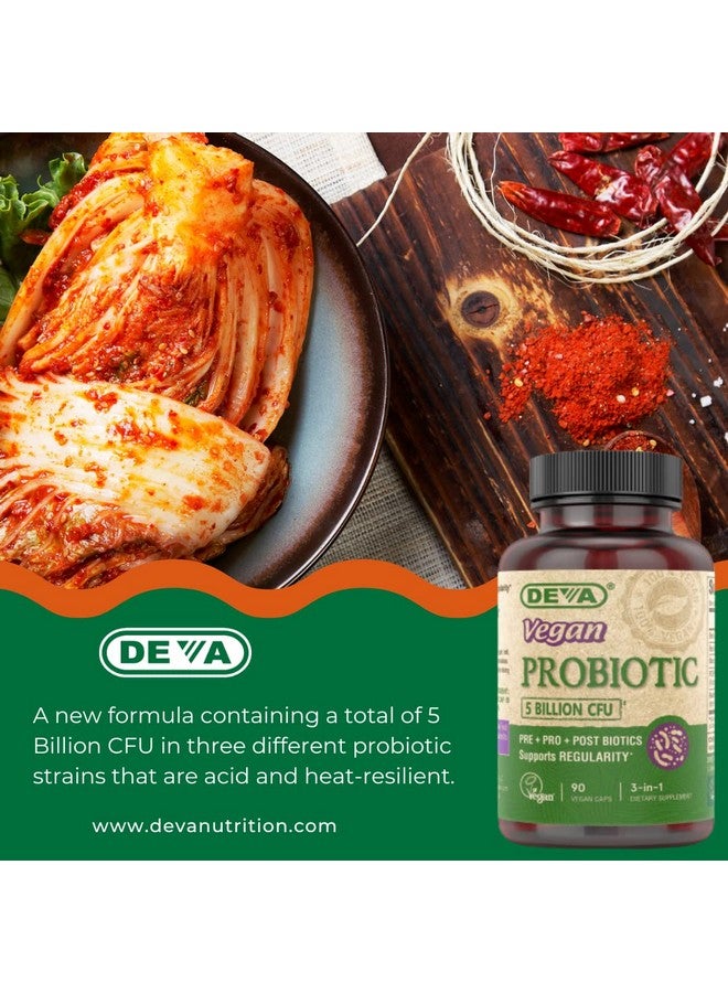 DEVA Vegan Probiotic Supplement - Pre, Pro, and Postbiotics for Digestive Health, 5 Billion CFU, Soil-Based, Spore-Forming, Dairy Free, FOS Prebiotics, for Women and Men, Vegan Capsules, 90 Count - Image 4