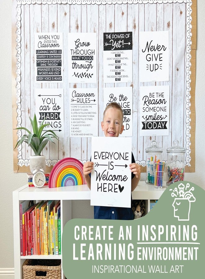 Hadley Designs Motivational Poster for Classroom Decor - 9 Growth Mindset Classroom Posters Elementary, Inspirational Wall Decor Middle School, Teacher Must Haves, Black Bulletin Board Decorations - Image 4