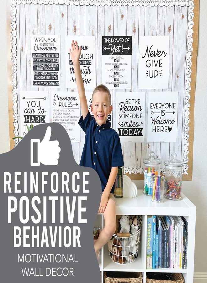 Hadley Designs Motivational Poster for Classroom Decor - 9 Growth Mindset Classroom Posters Elementary, Inspirational Wall Decor Middle School, Teacher Must Haves, Black Bulletin Board Decorations - Image 2