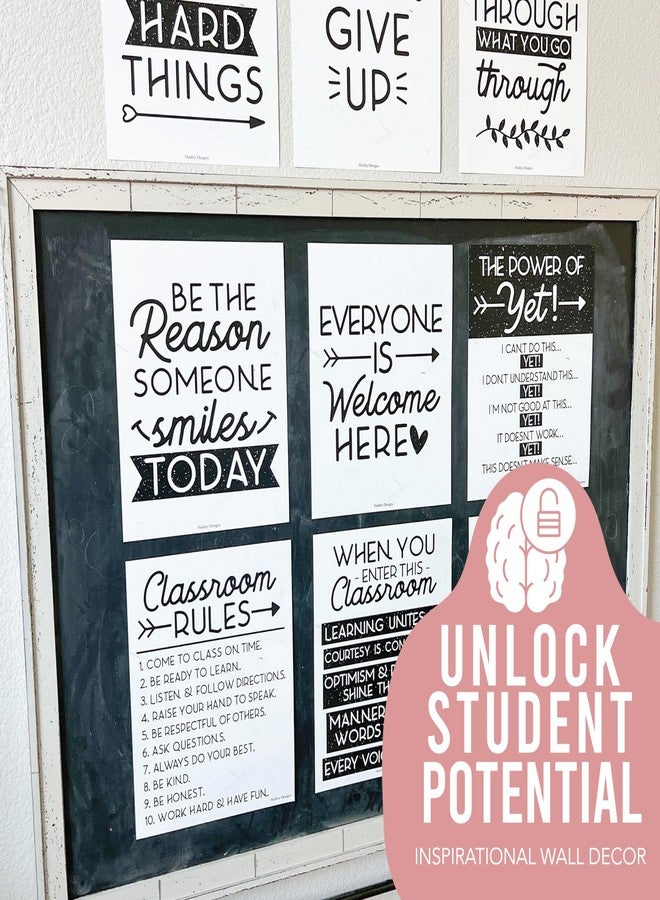 Hadley Designs Motivational Poster for Classroom Decor - 9 Growth Mindset Classroom Posters Elementary, Inspirational Wall Decor Middle School, Teacher Must Haves, Black Bulletin Board Decorations - Image 5