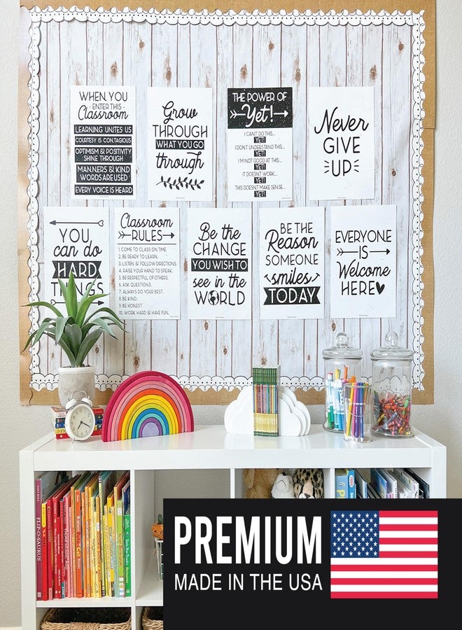 Hadley Designs Motivational Poster for Classroom Decor - 9 Growth Mindset Classroom Posters Elementary, Inspirational Wall Decor Middle School, Teacher Must Haves, Black Bulletin Board Decorations - Image 3