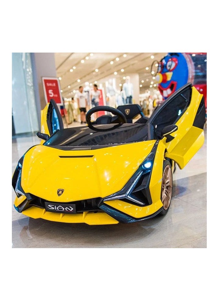 Electric car toy for children designed with the design of famous racing cars, multi-colored (yellow)