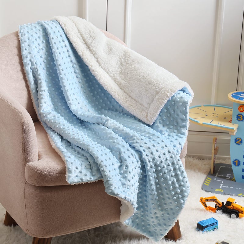 CREVENT Cozy Soft Warm Sherpa Baby Blanket for Infant Toddler's Crib Cot Stroller Gifts for Baby Boys All Season Use (30"X40" Blue dot) - Image 4