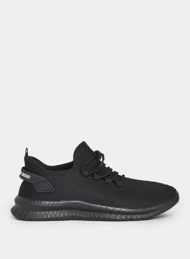 Styli Styli Textured Slip On Sneakers with Lace Up Details