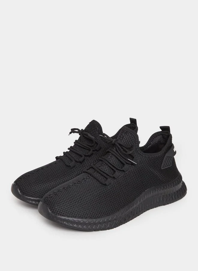 Styli Styli Textured Slip On Sneakers with Lace Up Details