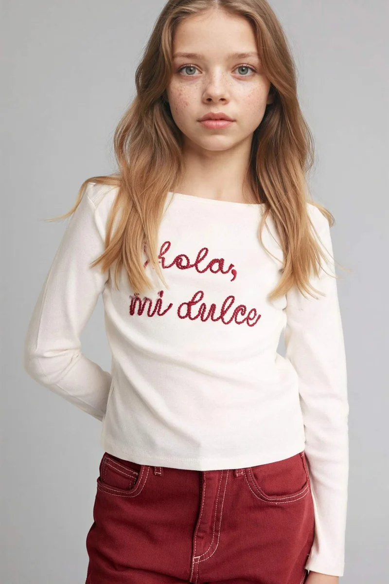 DeFacto Girl Printed Ribbed T-Shirt