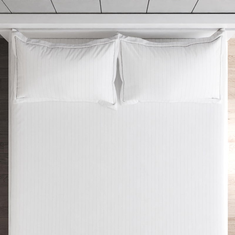 Home Centre Campbell Cotton 210TC Striped 3Pcs Super King Bedsheet Set - Image 4