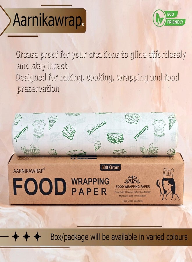 AARNIKAWRAP 50 Meters Food Wrapping Paper Roll - Non-Stick Butter Wrapping Paper. Food Wrapping Paper, Re-heatable Non Stick Paper, (Green Print, 500 Gram (50 Meter)) - Image 3