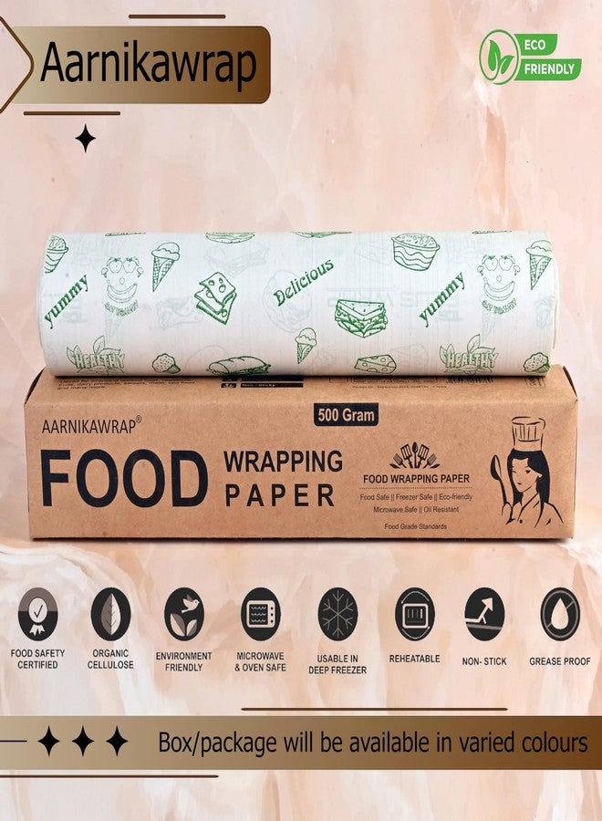 AARNIKAWRAP 50 Meters Food Wrapping Paper Roll - Non-Stick Butter Wrapping Paper. Food Wrapping Paper, Re-heatable Non Stick Paper, (Green Print, 500 Gram (50 Meter)) - Image 2