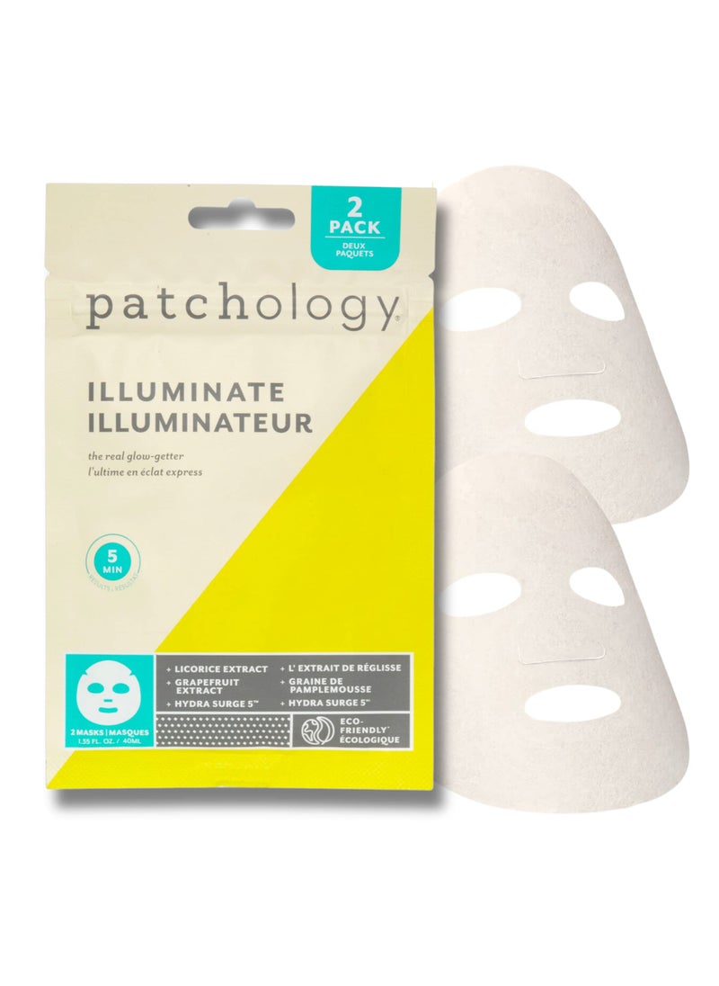 Patchology Patchology Brightening Face Masks with Vitamin C - Men & Women Face Masks Skin Care Sheet for Skin Brightening and More Even Skin Tone - Illuminate FlashMasque Face Sheets Moisturizer (2 Count) 