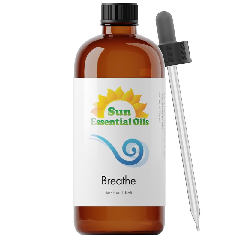 Sun Essential Oils Breathe Blend Oil Huge 4 oz Bottle Breathe Easy Essential Oil for Aromatherpay Diffusers Home 118 ml
