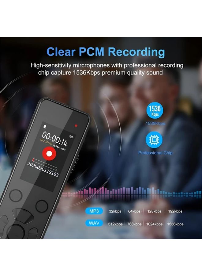 32GB Black Voice Recorder With Noise Reduction Timed Recording For Classroom Meetings - Image 5