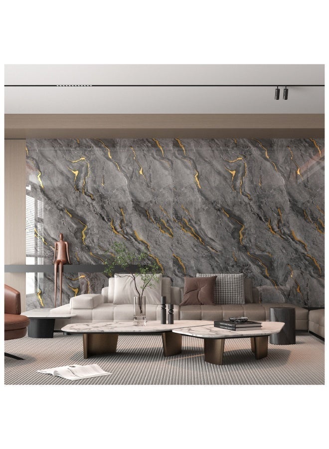 brievo Foam Self-Adhesive Wall Sticker Roll, Grey Glossy Marble Design with Gold Accents, Large Size 120cm × 300cm, Waterproof & Oil-Resistant Peel & Stick Wallpaper for Bedroom, Living Room, Kitchen, Bathroom - Image 5
