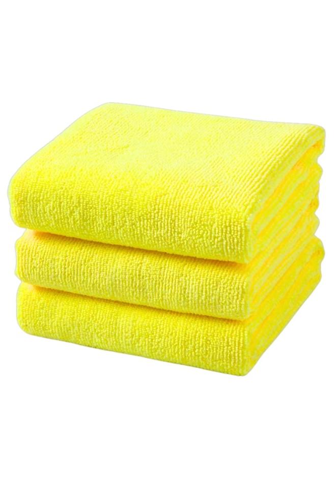 ايونك فوط تنظيف من الألياف الدقيقة (عبوة من 3 قطع)، مقاس 40 × 40 سم، عالية الامتصاص، لا تترك وبرًا، قابلة لإعادة الاستخدام والغسل، مثالية للسيارات، المنزل، الزجاج (أصفر) - Image 1