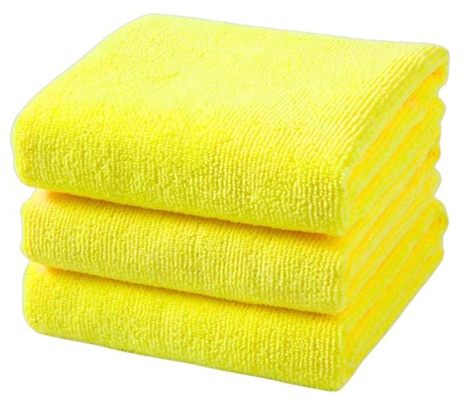 IONIC Microfiber Cleaning Towels(Pack of 3), Highly Absorbent Cleaning Rags, Lint Free Cleaning Towels, Reusable and Washable, Microfiber Towels for Cars, Home, Glass, Gym (Yellow) - Image 1