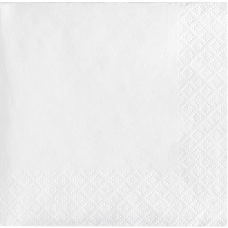 Creative Converting 573272 Solid White 2-Ply Beverage Napkins, 20pcs - Image 1