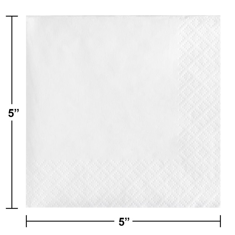 Creative Converting 573272 Solid White 2-Ply Beverage Napkins, 20pcs - Image 3