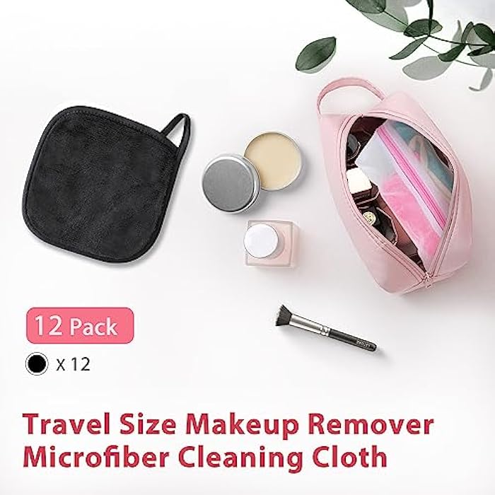 Natwag Makeup Remover Cloth, 6" x 6" Makeup Remover Towels Reusable Face Cloth for Washing Face, Makeup Remover Pads Microfiber Face Washcloth with Mesh Bag, 12 Pack, Grey - Image 5