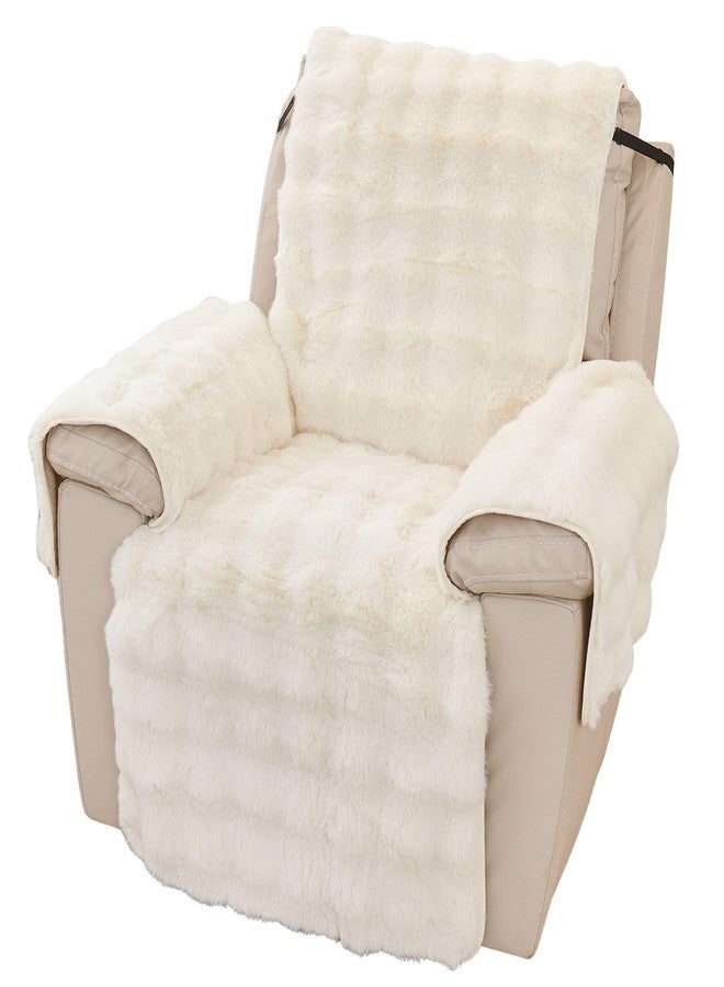 vctops Faux Fur Fluffy Recliner Chair Slipcover Faux Rabbit Fur Non Slip Sofa Cover Super Soft Plush Thick Couch Cover Furniture Protector with Elastic Straps for Kids, Dogs, Pets(Cream,24") - Image 1