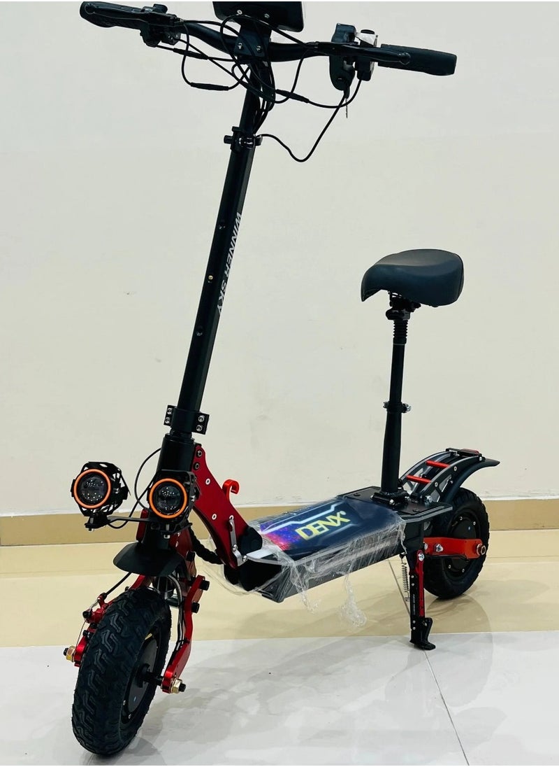 An Electric Scooter For Adults With A Stylish Design And A Powerful Battery, Equipped With Electric Brakes And Front And Rear Lights