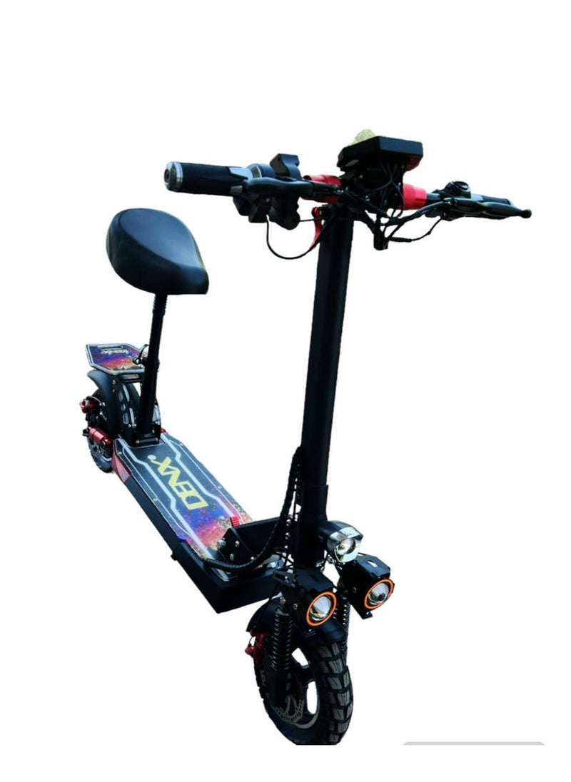 An Electric Scooter For Adults With A Stylish Design And A Powerful Battery, Equipped With Electric Brakes And Front And Rear Lights
