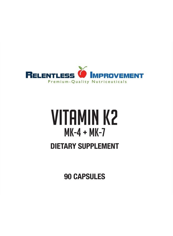 Relentless Improvement Vitamin K2 MK4 Plus MK7 Vegan Naturally-Derived Vege-Caps 90 Count - Image 4