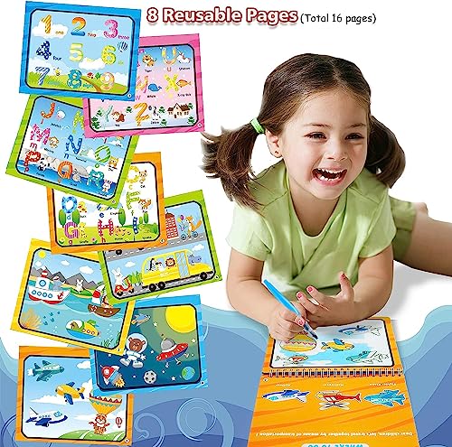 hapray Magic Water Paint Coloring Books for Toddler Art Toys Age 24 Educational Learning Doodle Toy Gifts for Girl Boy 3 2 1 Year Alphabet Transportation 2 Pack - Image 5