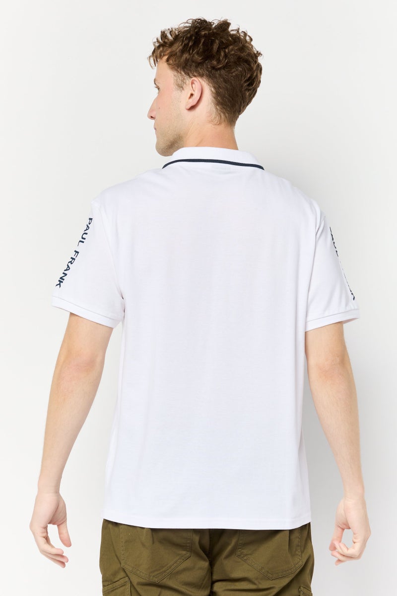 Paul Frank Men Regular Fit Brand Logo Short Sleeves Polo Shirt, White - Image 2