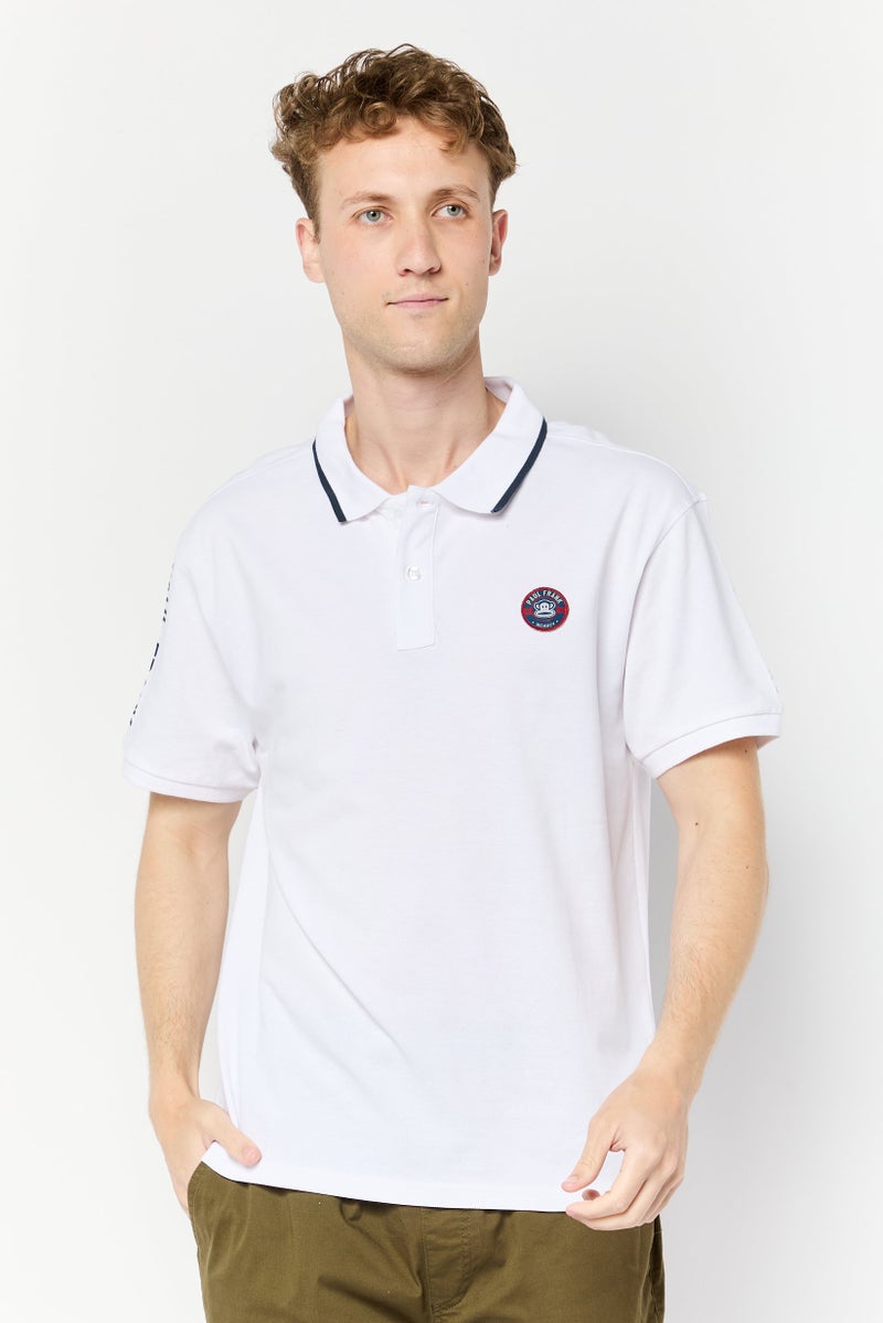 Paul Frank Men Regular Fit Brand Logo Short Sleeves Polo Shirt, White - Image 1