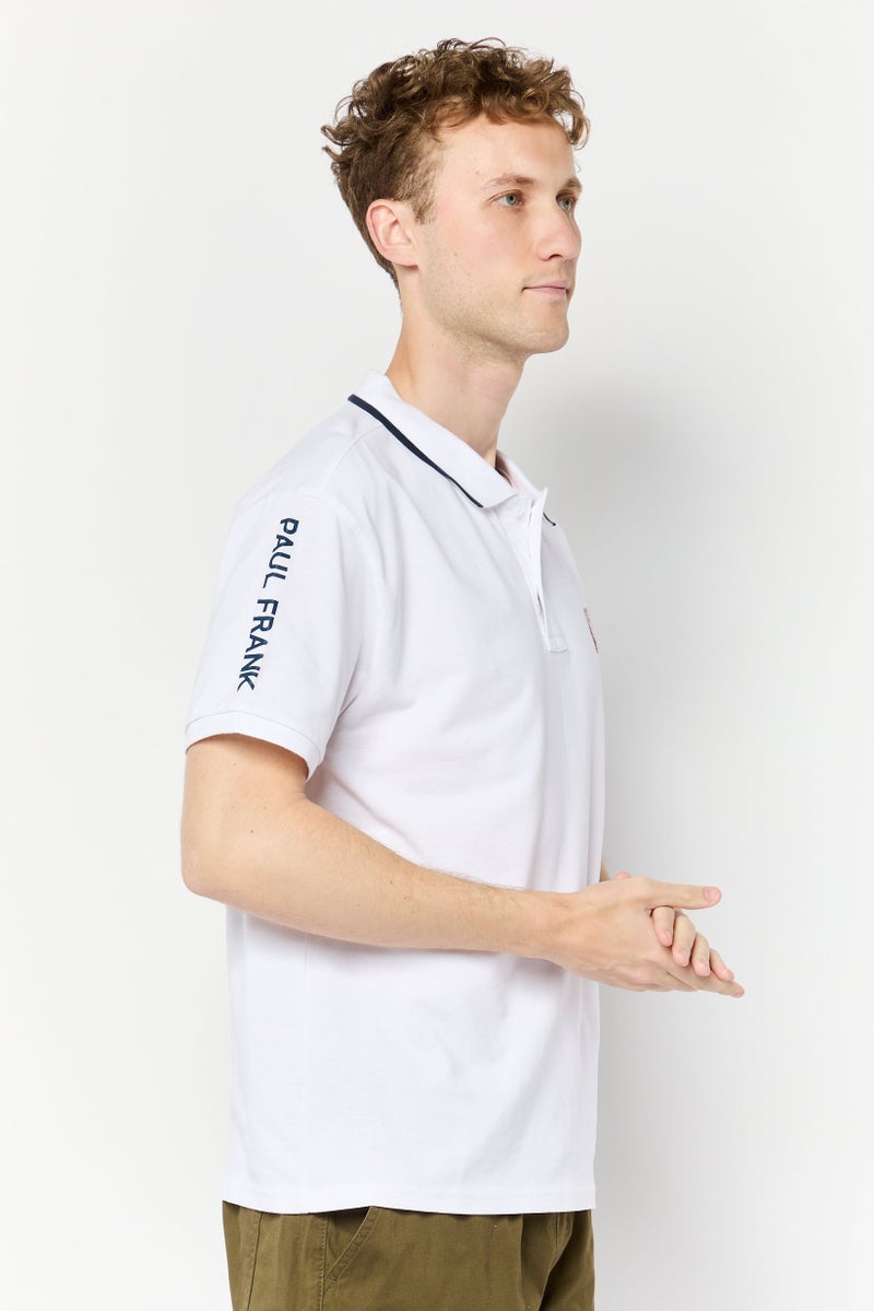 Paul Frank Men Regular Fit Brand Logo Short Sleeves Polo Shirt, White - Image 3