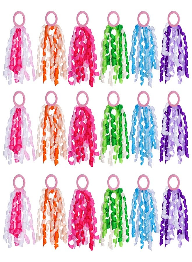 Sucrain 18 PCS Girls Hair Ribbons Ties Colorful Elastic Curly Boutique Hair Band Toddlers Girls Kids Children Ponytail Holders - Image 1