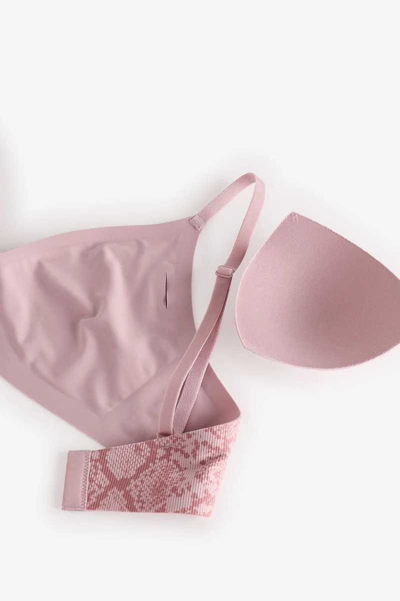بنتي PENTI No-Show Tattoo Effect Triangle Snake Print Removable Pad Bra
