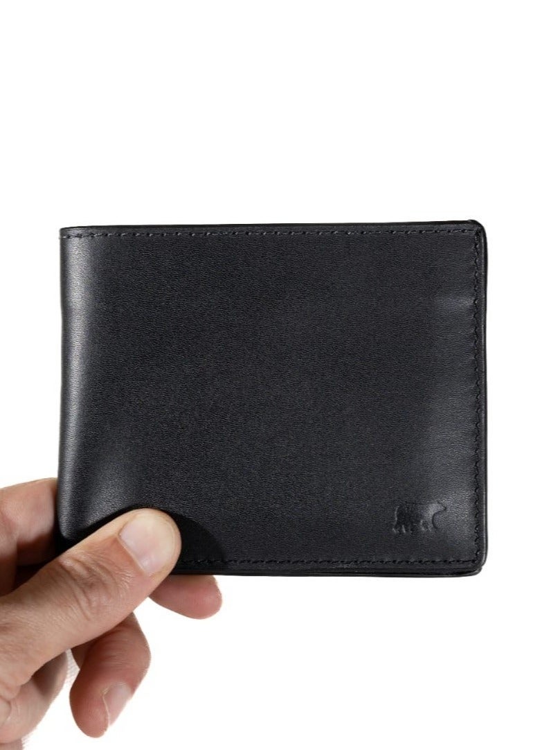 Odra BalanceFold Real Leather Wallet for Men Symmetrical Bifold Design Black NO930 - Image 3