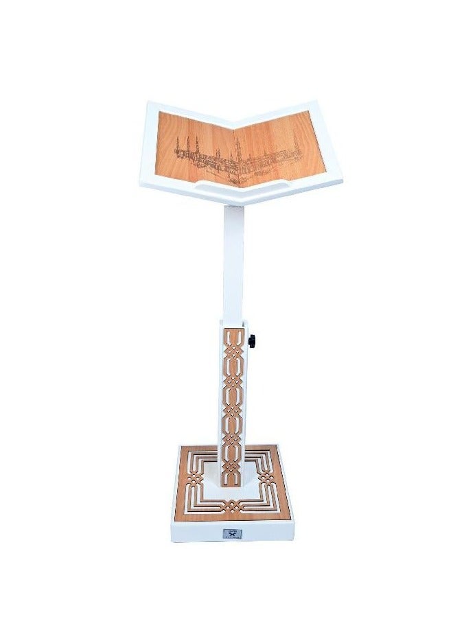 REBENUO Quran Stand Made of Wood with Adjustable Ribbons, Large Size White - Image 1