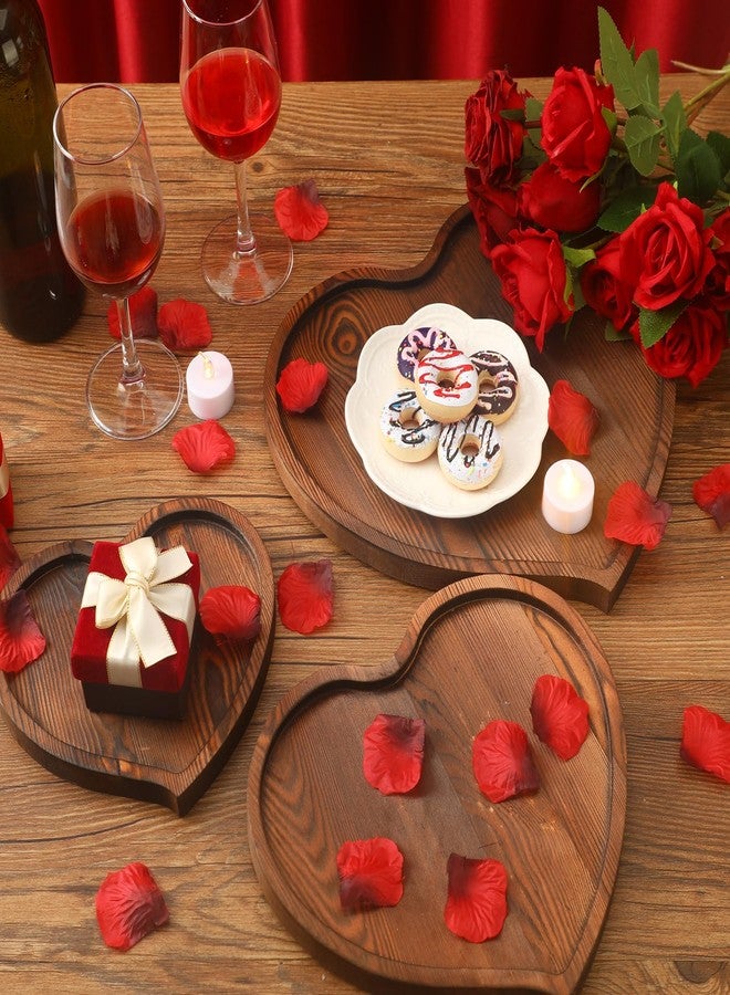 Nitial 3 Pcs Valentine's Day Heart Tray Wooden Heart Serving Plate Tray Romantic Dish Neutral Cheese Charcuterie Board and Platters for Valentine Wedding Display Snack Cake Fruit, Food, 3 Sizes - Image 2