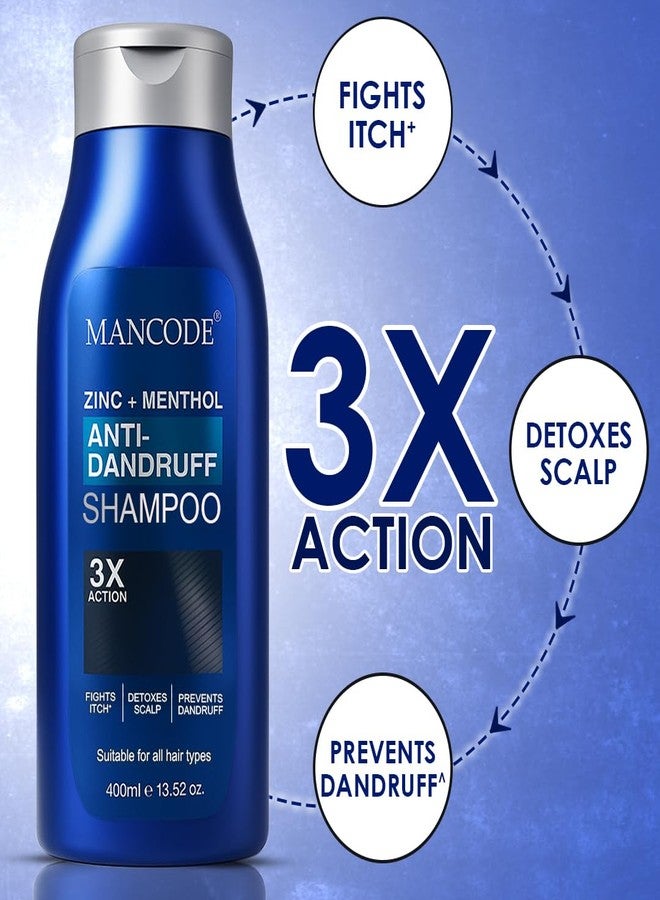كود الرجل شامبو مانكود المضاد للقشرة مع الزنك والمنثول للرجال والنساء - 400 مل | تركيبة منعشة ومبردة مع بيريثيون الزنك للتحكم في القشرة وحكة فروة الرأس والزيوت الزائدة | شامبو منظف عميق للشعر القوي والخالي من القشرة - Image 2