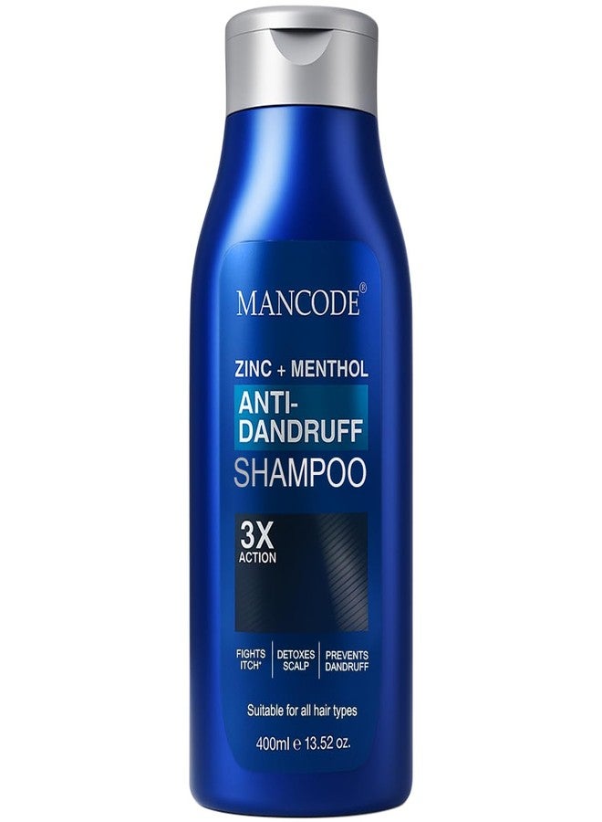 كود الرجل شامبو مانكود المضاد للقشرة مع الزنك والمنثول للرجال والنساء - 400 مل | تركيبة منعشة ومبردة مع بيريثيون الزنك للتحكم في القشرة وحكة فروة الرأس والزيوت الزائدة | شامبو منظف عميق للشعر القوي والخالي من القشرة - Image 1
