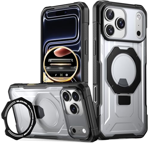 Poetic Spartan Case with Ring Stand for iPhone 17 Pro Max Camera Control ButtonMagsafe Compatible Full Body Rugged Shockproof Protective Cover Case BlackClear - Image 1