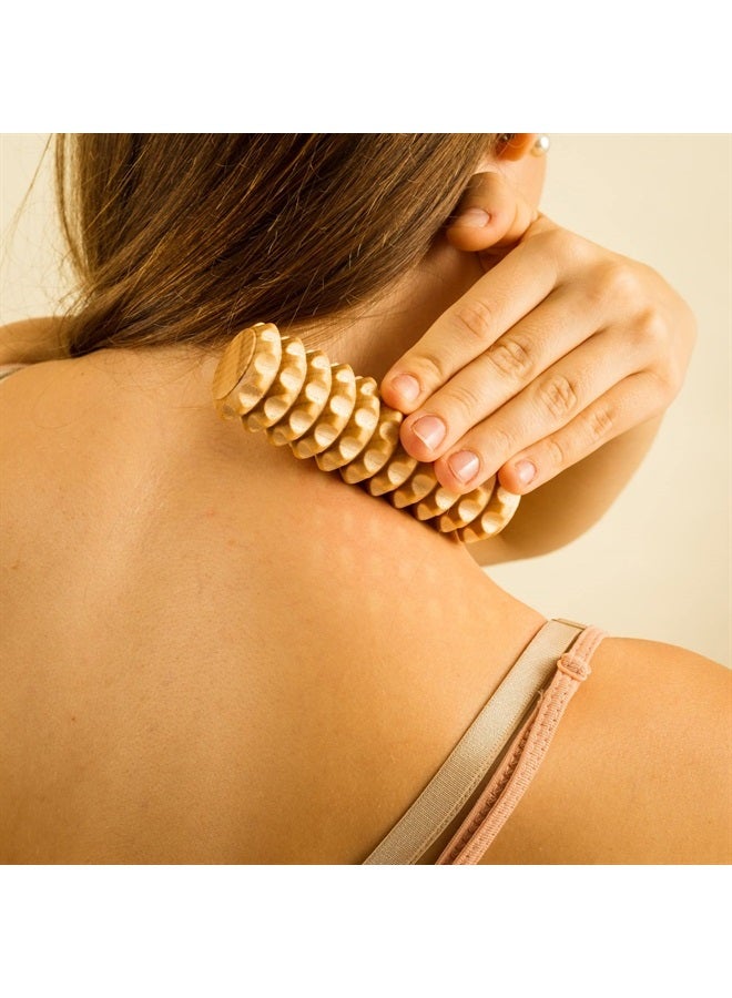 tuuli Body and Face Roller, Multi-Functional Wooden Massage Roller, Helps Ease Muscle Tension and Support Skin Health, Natural Face Massage Tools, Set of 2 (2 piece set A) - Image 4