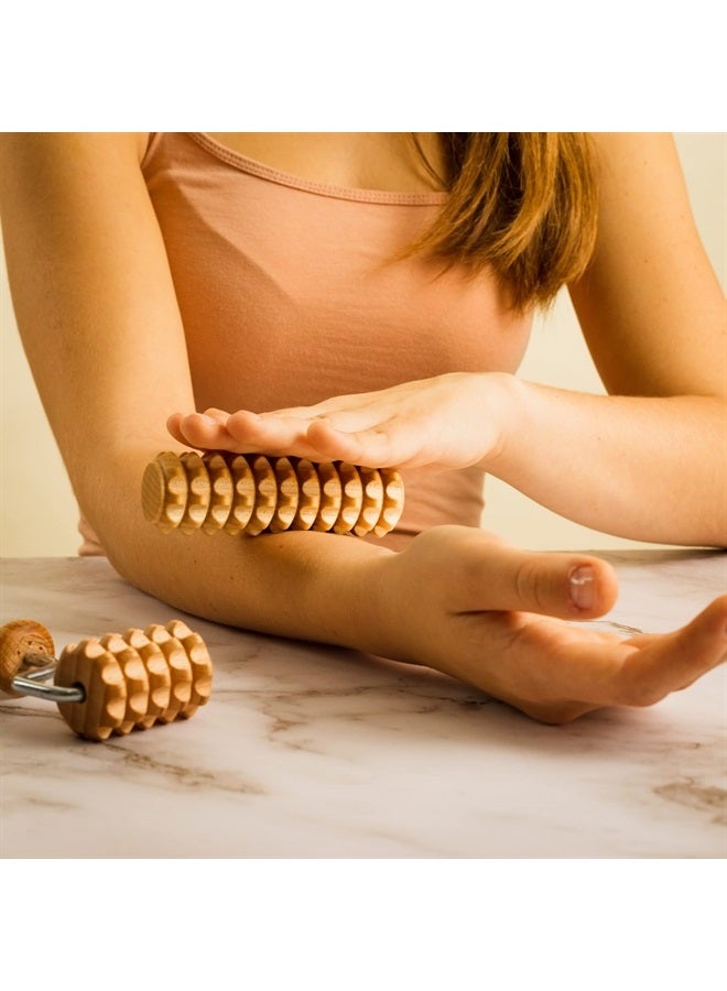 tuuli Body and Face Roller, Multi-Functional Wooden Massage Roller, Helps Ease Muscle Tension and Support Skin Health, Natural Face Massage Tools, Set of 2 (2 piece set A) - Image 3