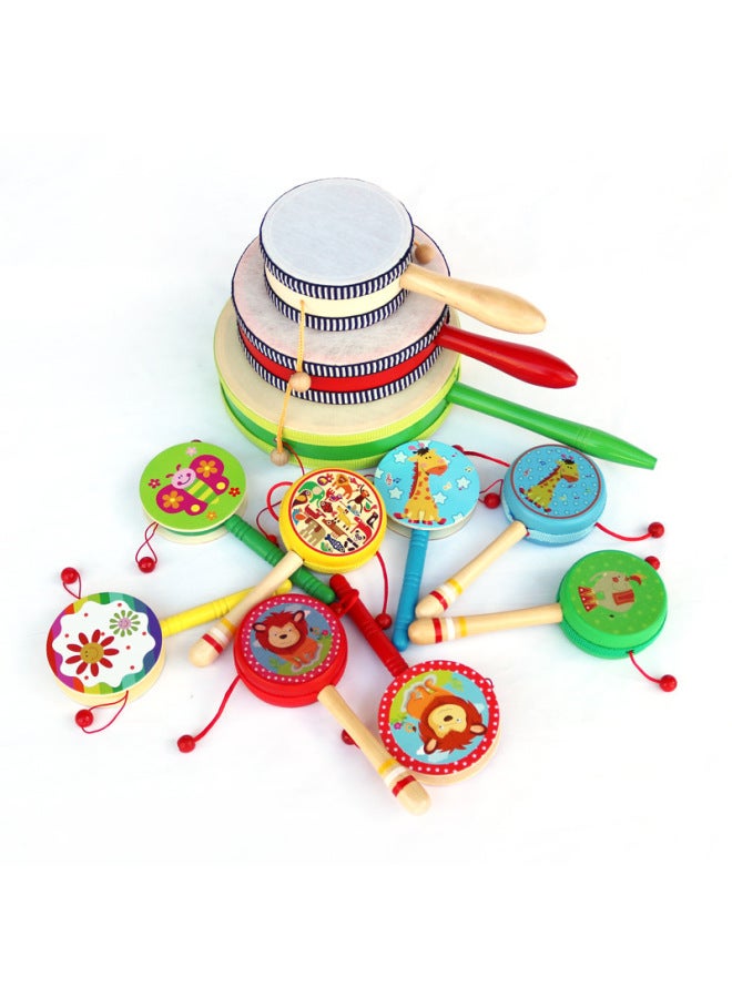 Children's Rattle Toys Wooden Toys Baby Hand Drum Spot-Color:White 10cm Imitation Sheepskin Rattle - Image 2